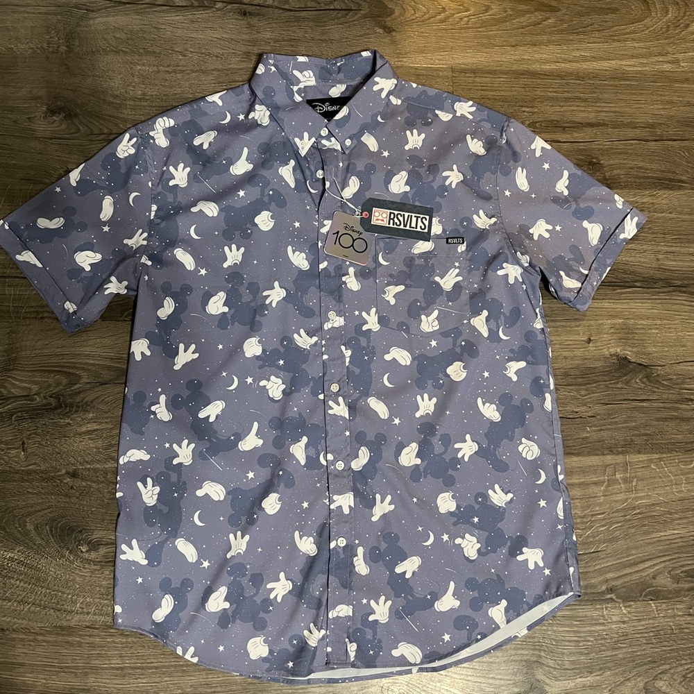 Disney Blue and White Men's Shirt